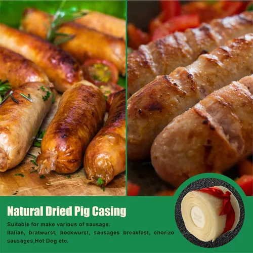 Vista 5 de Fundas comestibles de secado natural para salchichas, tripas para salchichas caseras sabrosas de jamón, salchichas para el desayuno, salchichas