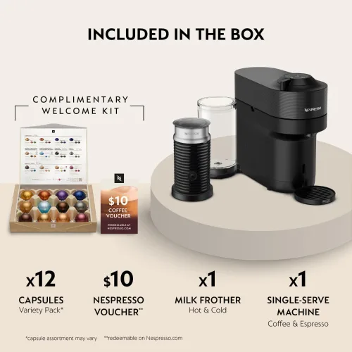 Vista 4 de Nespresso Vertuo Pop+ Cafetera para café y espresso de De'Longhi, Samra Origins de The Weeknd Vertuo Buna Amarillo con espumador de leche Aeroccino3