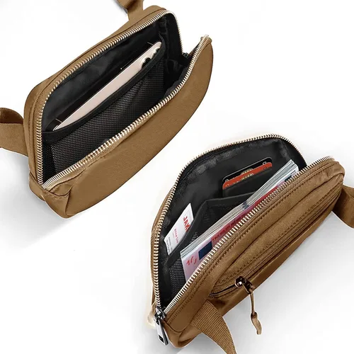 Vista 60 de Cangurera cruzada para mujer, mini bolsa para cinturón de 1 litro con correa ajustable de 32 a 51 pulgadas, bolsa de cintura pequeña para viajes