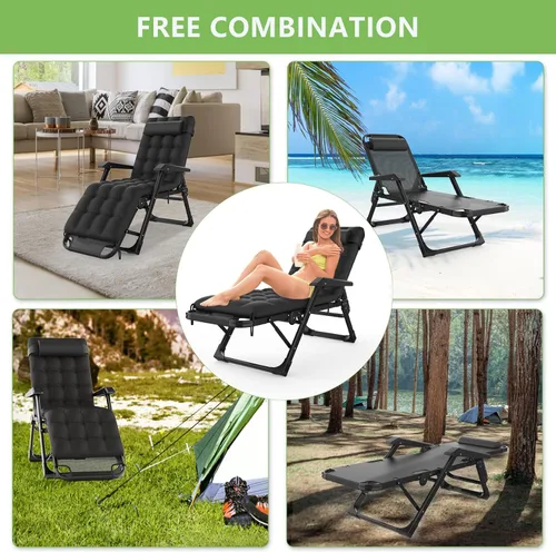 Vista 8 de Suteck 3 in 1 Folding Camping Cot, 29In XL Adjustable 6+10 Positions Reclining Portable Outdoor Cot Sleeping Bed Cots wPillow Mat Carry Bag, Chaise