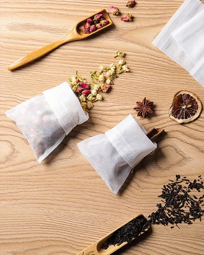 Vista 7 de 200 bolsas de té desechables para té de hojas sueltas, bolsas de filtro de té con cuchara de té gratis para té suelto, té de hojas sueltas, café