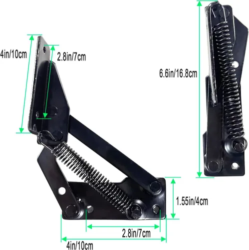 Vista 2 de Bisagra de resorte (1 par) Soporte de elevación plegable de 90 grados, bisagra de sofá cama, adecuado para puertas de gabinete, cajas