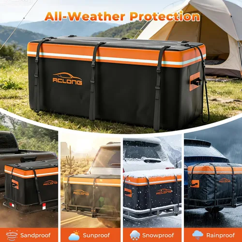 Vista 6 de Bolsa de transporte de carga de montaje en enganche, carcasa suave impermeable de 20 pies cúbicos, universal para camioneta con cesta de enganche, 8
