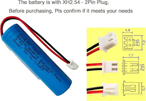 Vista 4 de XINLANTECH 3.7V 2600mAh 18650 Batería recargable de iones de litio con conector Jst XH2.54/2P cables de enchufe para electrónica de bricolaje