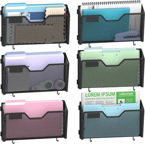 SUPEASY Paquete de 6 soportes para archivos de pared y organizador de