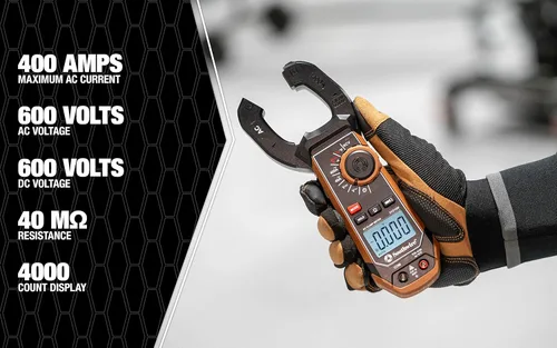 Vista 7 de Southwire Medidor de abrazadera 21510N - Medición de corriente CA de 400 A con probador de voltaje integrado, soporte de sonda de tercera mano