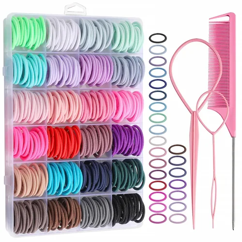 Vista 8 de 200 UNIDADES Lazos multicolor para el pelo de bebés y niños pequeños, sin arrugas, para niñas