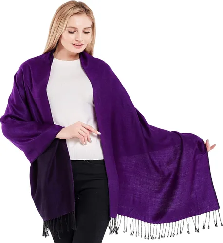 Vista 40 de CJ Apparel Solid Color Tassels Design Nepalese Shawl Seconds Scarf Wrap Stole Throw Head Wrap Pashmina Hand Made in Nepal Amarillo ámbar