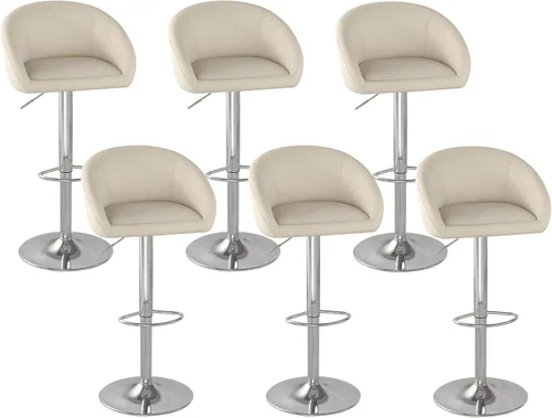 Vista 17 de KCC Juego de 2 taburetes de bar de terciopelo, taburetes de bar con respaldo bajo, taburete giratorio para isla de cocina, bar pub (Begie)