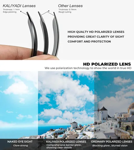 Vista 7 de KALIYADI Gafas de sol polarizadas para hombre, gafas de sol ligeras con protección UV para conducir, pescar y jugar golf