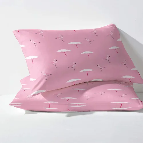 Vista 3 de Juego de sábanas de flamenco tamaño individual, sábanas de cama y fundas de almohada estampadas para niñas, 3 piezas, sábana bajera ajustable