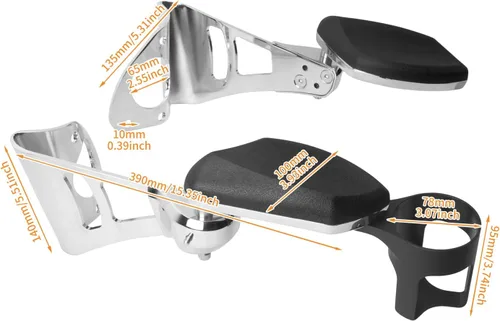 Vista 7 de Reposabrazos para pasajero con portavasos ajustable para Harley Touring Electra Glide FLHT, Road Glide Ultra FLTR, Tri Glide FLHTCUTG 2014-2024 Negro