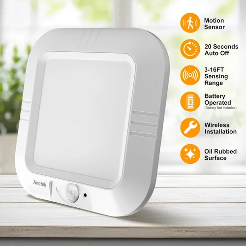 Vista 5 de Luz de Techo con Sensor de Movimiento a Batería, 180LM 6000K Luces de Armario a Batería con Sensor de Movimiento, Luz de Techo Inalámbrica de 48LED