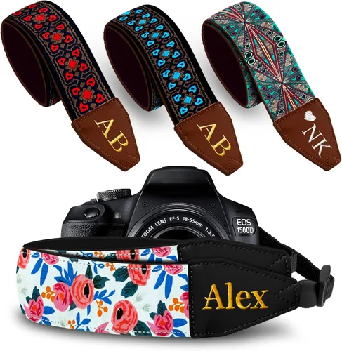 Vista 25 de Art Tribute Camera Strap for All DSLR and Mirrorless Cameras. Add Your Name Or Initials Make It a Personalized Gift