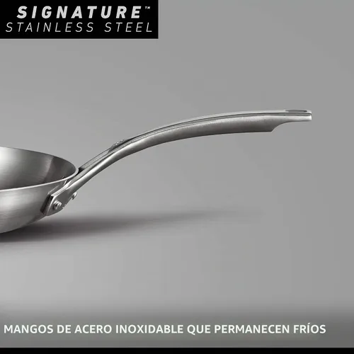 Vista 4 de Calphalon Juego de utensilios de cocina de acero inoxidable de 5 capas, 10 piezas, incluye sartenes, ollas y sartenes, inducción, apto para horno
