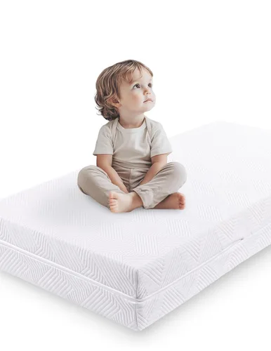 Vista 9 de BABELIO Colchón transpirable para cuna, de doble cara, espuma viscoelástica, impermeable, funda extraíble y lavable a máquina, para niños pequeños