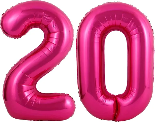 Vista 13 de Globos gigantes de 40 pulgadas de color rosa intenso con el número 10, globos de 10 globos de color rosa intenso para cumpleaños de 10 años