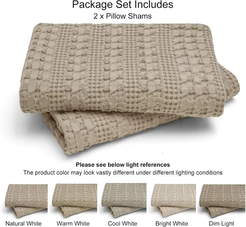 Vista 157 de PHF - Fundas de almohada 100% algodón con tejido gofre europeo, 26 x 26 pulgadas, 2 unidades para decoración elegante del hogar, para cama, sin