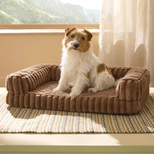 Vista 22 de Bedsure - Cama ortopédica para perros pequeños, cama impermeable de espuma viscoelástica con lados, sofá de espuma de nido de abeja para perros