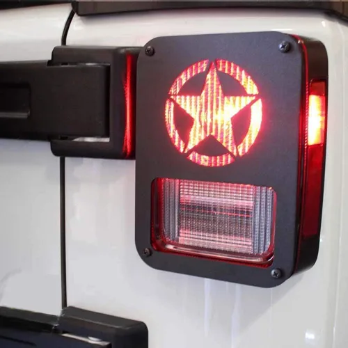 Vista 2 de Hooke Road Protector de luz trasera JK Wrangler, cubierta de luz trasera de cinco estrellas para Wrangler JK y Wrangler Unlimited 2007-2018 - Par