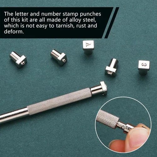 Vista 3 de Wonvoc 44 Piezas Herramientas de Estampado de Cuero, 36 Piezas Sellos de Letras de Cuero, Kit de Estampado de Cuero, con Dauber de Lana Herramientas