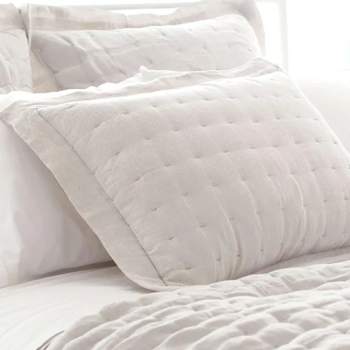 Vista 8 de Pine Cone Hill Brussels - Funda de almohada acolchada color marfil, tamaño King, patrón sólido marfil