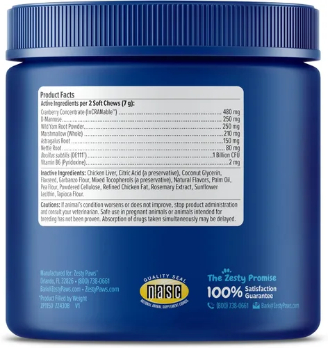 Vista 6 de Zesty Paws Suplemento de Arándano Rojo Senior para Perros - Control de Vejiga para Perros Senior - Soporte del Tracto Urinario - Masticables