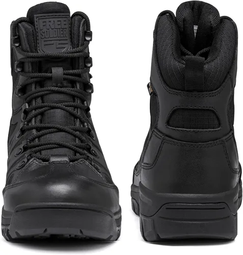 Vista 6 de FREE SOLDIER Botas de senderismo tácticas impermeables para hombre, botas de trabajo militar, botas de combate