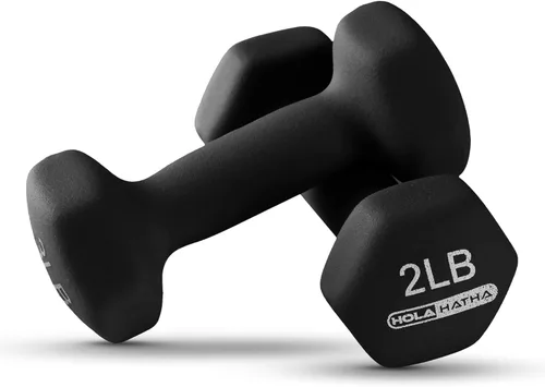 Vista 7 de HolaHatha Neoprene Dumbbell Weights Set w/Rack, Home Gym Equipment - Portable Weighted Exercise Dumbbells for Fitness, Training, and Lifting Workouts