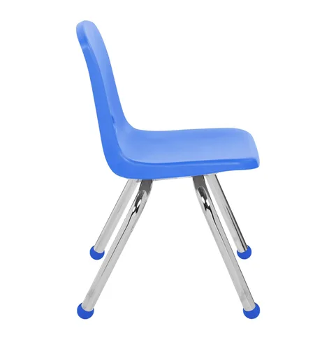 Vista 9 de FDP 15411-BL - Silla escolar apilable de 12 pulgadas, asiento apilable para estudiantes con patas de acero cromado y deslizadores de bolas