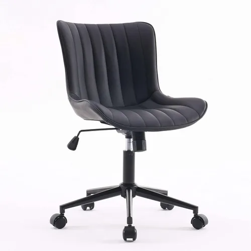 Vista 77 de YOUNIKE Silla de escritorio de oficina en casa con ruedas, silla de tocador sin brazos con respaldo, cómoda y moderna silla tapizada de cuero