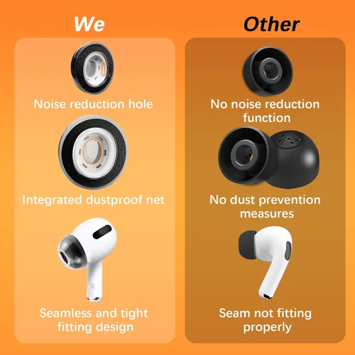 Vista 8 de KASOTT Memory Foam Ear Tips for AirPods Pro 1st & 2nd Gen - Upgraded Liquid Silicone Rubber, Superior Noise Isolation, Secure Fit & Ultimate