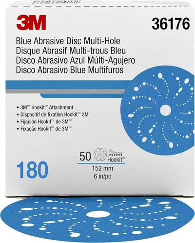 Vista 17 de 3M 3M-36142 Hookit disco abrasivo azul multi-agujero, 3" 80 Grado