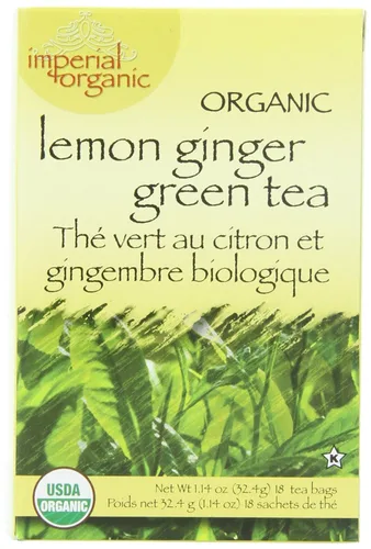 Uncle Lee's Tea Té verde orgánico de limón y jengibre, bolsas de té verde 100% natural de primera calidad, sabor fresco, disfruta con miel, té