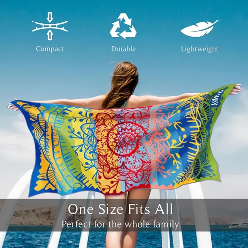 Vista 2 de Toalla de playa - Secado rápido y absorbente - Toalla de microfibra ligera y compacta (Mandala)
