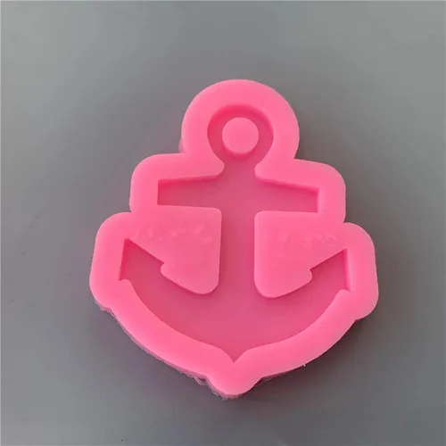 Vista 3 de Molde de silicona en forma de ancla llavero con agujero colgante de arcilla molde para decoración de pastel de bricolaje o postre casero