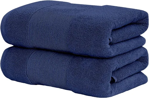 Vista 7 de Modern Threads Juego de 2 Piezas de Sábanas de Baño Extragrandes Air Cloud de Algodón Peinado, Azul