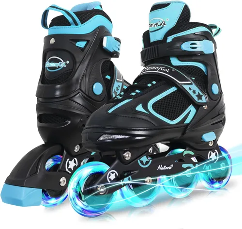 Vista 12 de MammyGol Adjustable Inline Skates for Kids Boys Girls Youth Beginner with Light up Wheels Ages 4-16