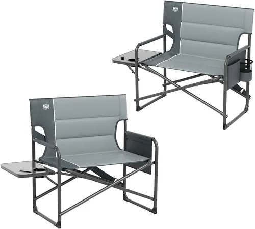Vista 17 de Timber Ridge XXL - Silla de director – Silla de camping plegable resistente para adultos, capacidad de 500 libras, asiento acolchado extra ancho Azul