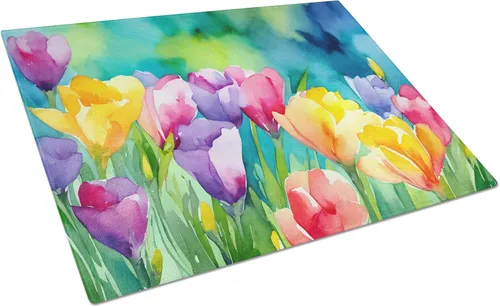 Vista 74 de Caroline's Treasures DAC1545LCB Anémonas en acuarela Tabla de cortar de vidrio grande decorativa de vidrio templado tabla de cortar y servir tabla