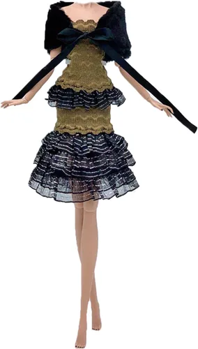 Vista 4 de Ropa de muñeca de moda y accesorios, 5 conjuntos de vestidos de muñeca + 12 pares de zapatos de estilo aleatorio para muñecas de 11.5 pulgadas