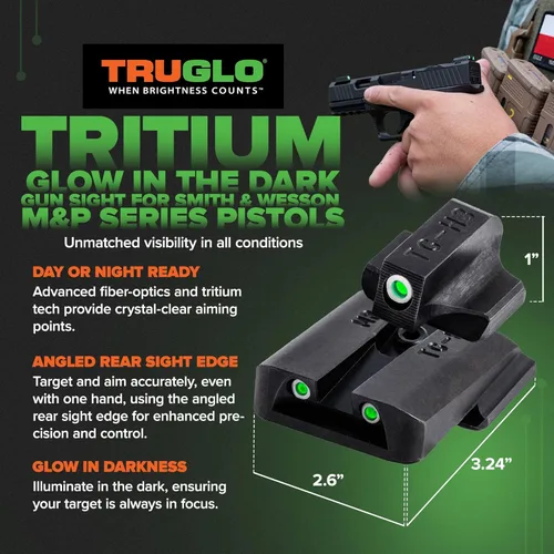 Vista 2 de Pistolas de noche TRUGLO Tritium que brillan en la oscuridad para pistolas Smith & Wesson, serie M & P (TG231MP)
