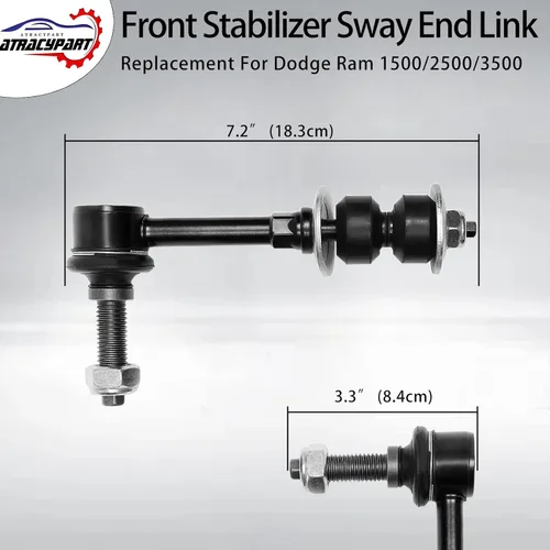 Vista 6 de Enlace estabilizador de barra antirrollido frontal 2 piezas izquierda y derecha 4WD, compatible con Ram 1500 2006-2008, Ram 2500 2006-2009, Ram 3500