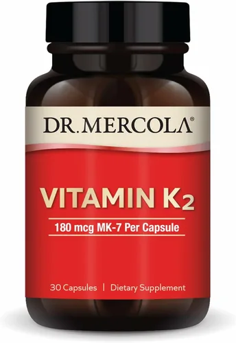 Dr. Mercola Vitamina K2-180 mcg Vitamina K2 como MK-7 - Apoya la función arterial saludable y la salud del corazón - Sin OMG, sin gluten y sin