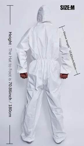 Vista 6 de SYINE Traje protector desechable con capucha, overol de pintor, material SF para trabajos de limpieza de pintura en aerosol, paquete de 3