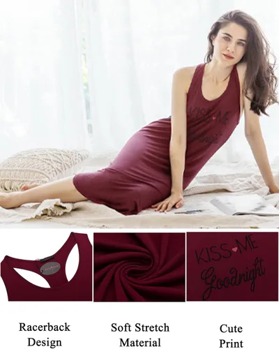 Vista 4 de Avidlove Camisón sin mangas para mujer, camiseta de dormir con espalda cruzada, sin mangas, ropa de dormir