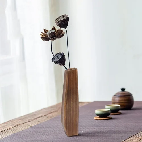 Vista 5 de Florero de madera a prueba de fugas, hecho a mano, jarrón alto, decoración del hogar, maceta decorativa, ramos de arreglos, tubo conectado