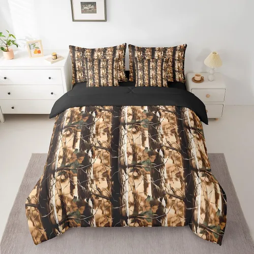Vista 19 de Feelyou Juego de edredón botancial de camuflaje con bandera estadounidense Negro Marrón Oscuro
