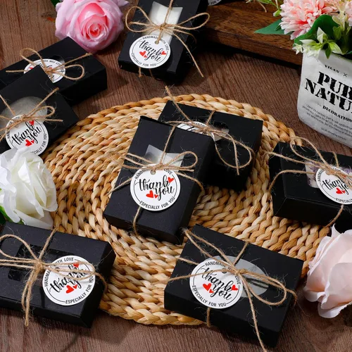 Vista 3 de Kosiz 100 cajas de jabón para cajas de jabón caseras, embalaje Kraft con ventanas transparentes de 3.9 x 2.8 x 1.2 pulgadas vacías, suministros