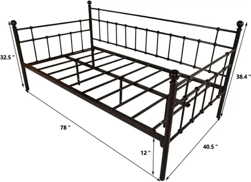 Vista 2 de HOMERECOMMEND - Marco metálico para sofá cama con base de plataforma en láminas de acero, base de repuesto para sofá cama infantil en sala